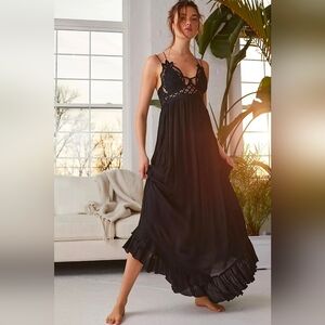 FREE PEOPLE One Adella Maxi Black Slip Dress Small